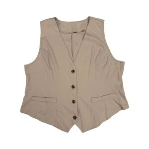 NWOT SHEIN Curve 3XL Beige Button-Front Vest | Tailored Sleeveless Corpcore Top